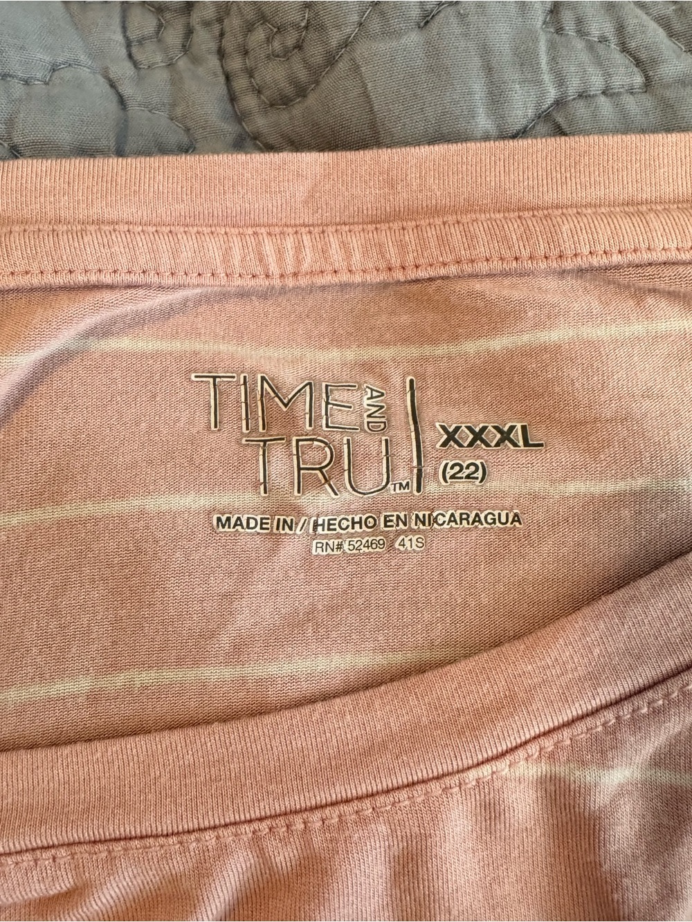 ✨5/$12 Time and Tru Light Pink Striped Scoop Neck tunic style Tee plus Xxxl (22) - Picture 2 of 10